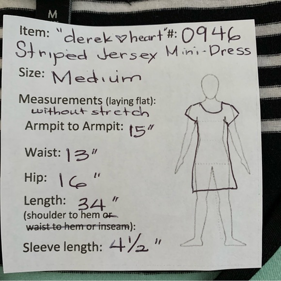 🔥5/$20🔥 “Derek Heart” Striped Jersey Mini-Dress size M - Picture 9 of 9